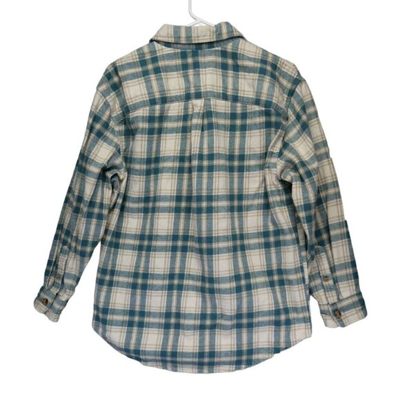 Abercrombie & Fitch Men’s 90’s Oversized Flannel Shirt Size S Plaid Green Tan - Picture 4 of 7